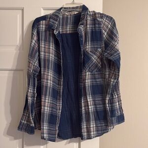 Blue Plaid button down Shirt with pocket